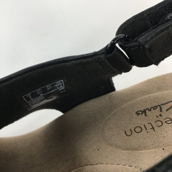 Clarks Collection Espadrilles Wedge Black Sandals Size 6.5M - Picture 5 of 8